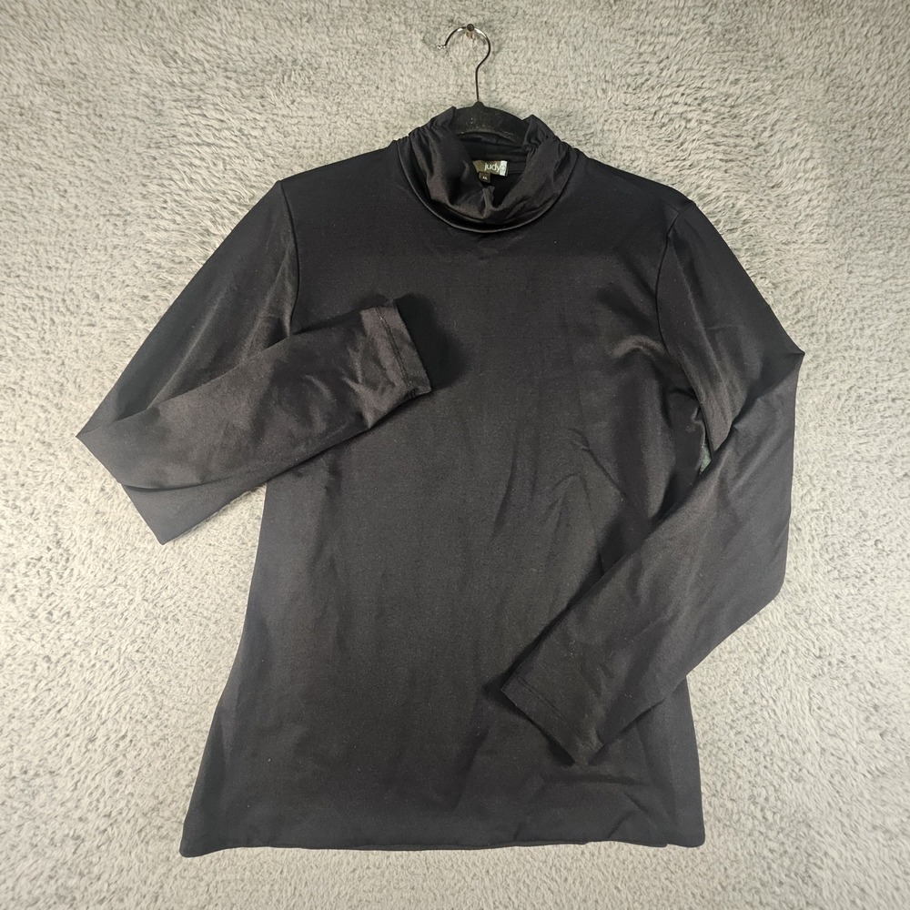 Judy P Mock Neck Top Womens M Black Professional Career Capsule Basic Sweater